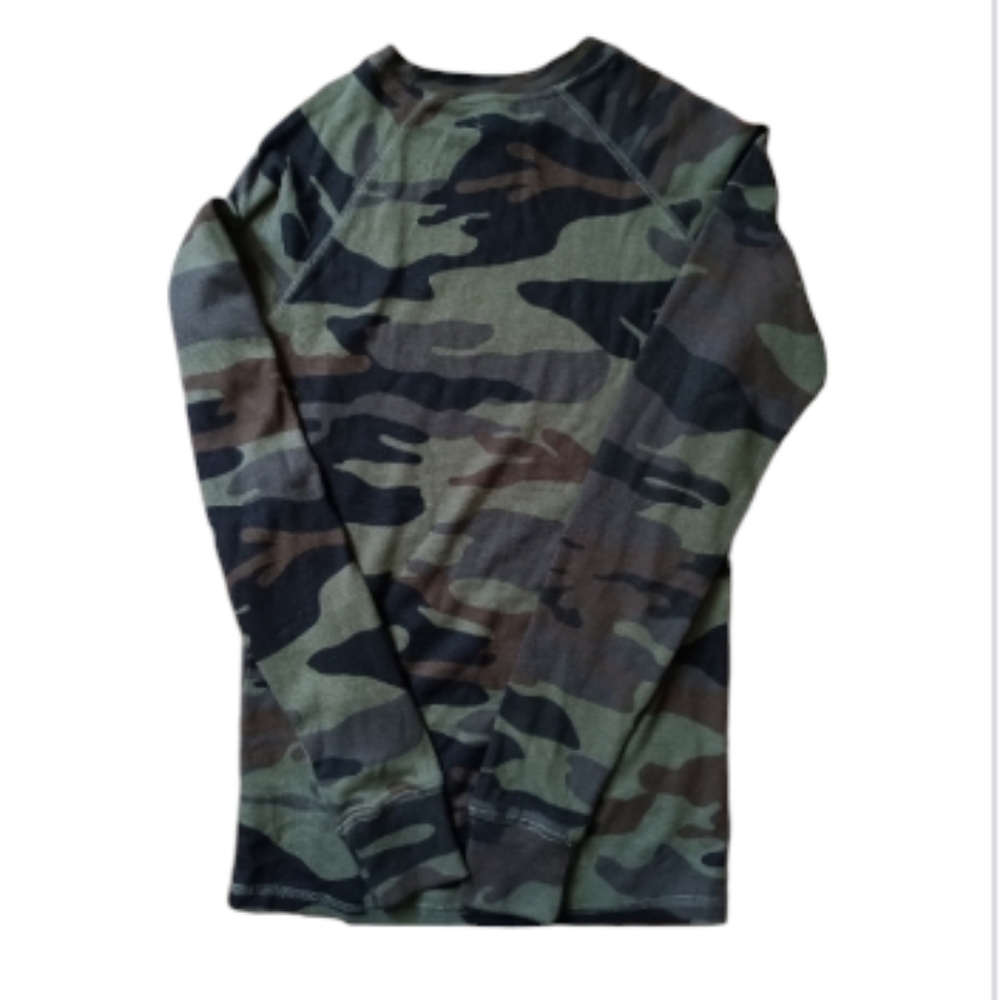 Blue Notes Long Underwear Long Sleeve Top Army Print women's - Picture 2 of 2